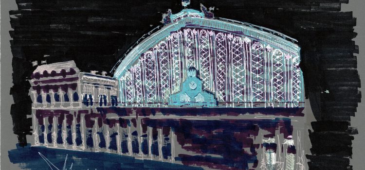 Fondo oscuro: Estación de Atocha.